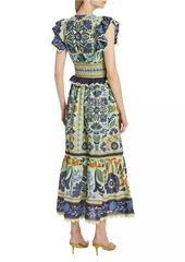 FARM Rio Ocean Tapestry Suzani Cotton Midi-Dress