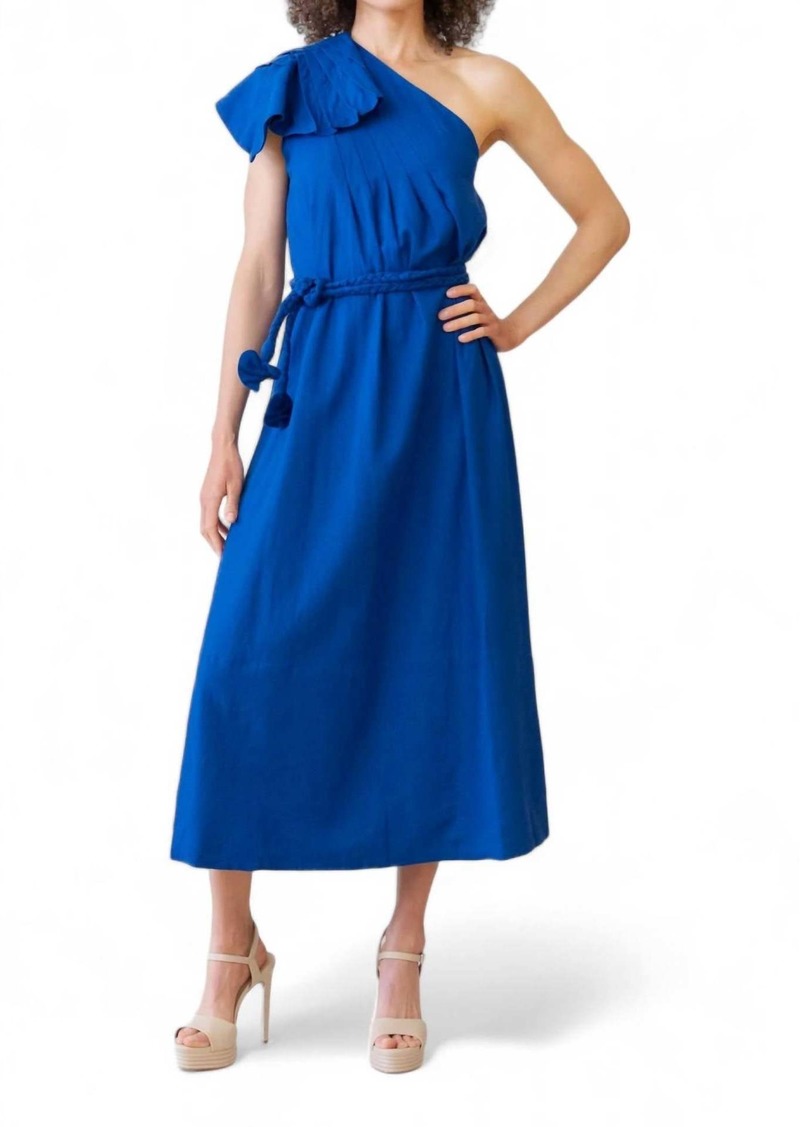 FARM Rio One Shoulder Leaf Maxi Dress In Navy Blue