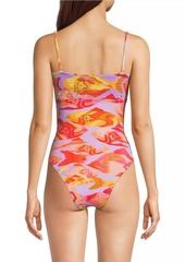 FARM Rio Painted Fishes Knotted One-Piece Swimsuit