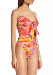 FARM Rio Painted Fishes Knotted One-Piece Swimsuit