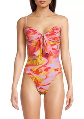 FARM Rio Painted Fishes Knotted One-Piece Swimsuit