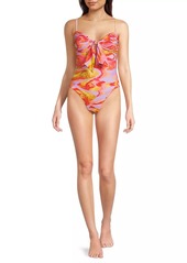 FARM Rio Painted Fishes Knotted One-Piece Swimsuit