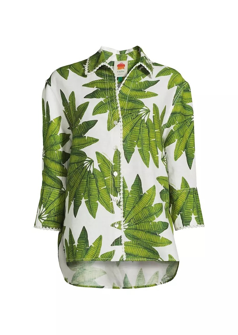 FARM Rio Palm Fan Linen-Blend Shirt