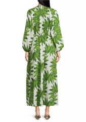 FARM Rio Palm Fan Long-Sleeve Maxi Dress