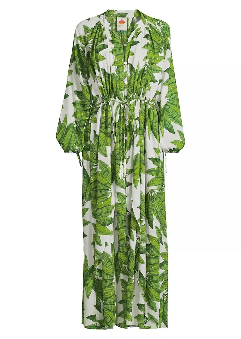 FARM Rio Palm Fan Long-Sleeve Maxi Dress