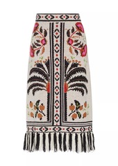 FARM Rio Palms Paradise Sand Knit Midi-Skirt