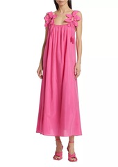 FARM Rio Petal Cotton-Blend Shift Midi-Dress