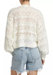 FARM Rio Puff-Sleeve Textured Knit Cardigan