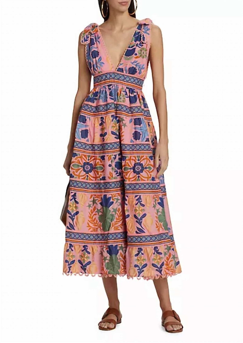 FARM Rio Seashell Tapestry Midi Dress Seashell Tapestry Pink In Multi