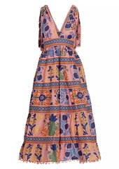 FARM Rio Seashell Tapestry Tiered Midi-Dress