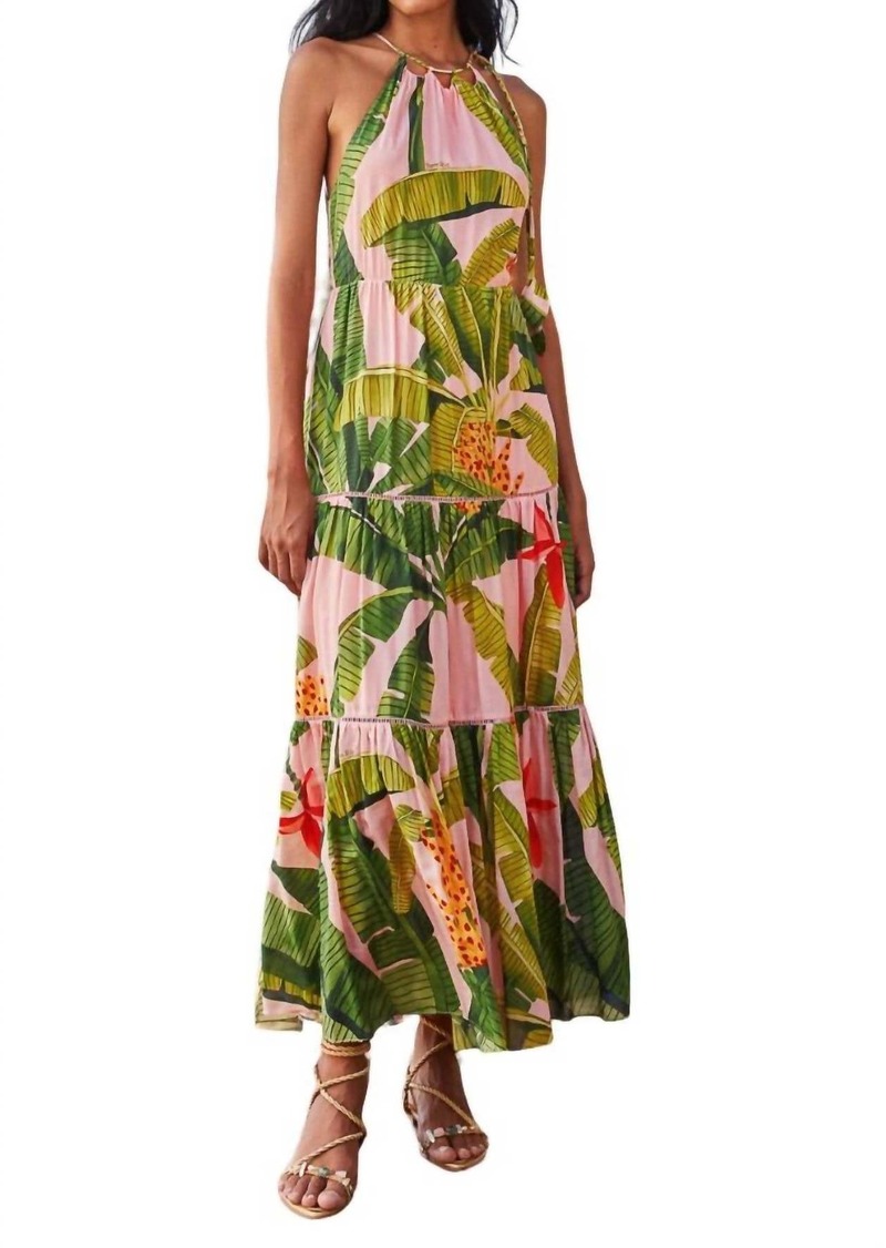 FARM Rio Sleeveless Maxi Dress In Banana Leaves Pink