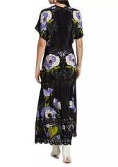 FARM Rio Soft Garden Laces Short-Sleeve Maxi Dress