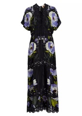 FARM Rio Soft Garden Laces Short-Sleeve Maxi Dress