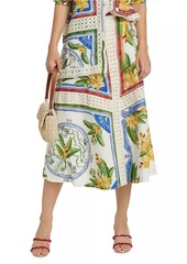 FARM Rio Tropical Destination Crochet Midi-Skirt