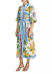 FARM Rio Tropical Destination Linen-Blend Belted Midi-Dress