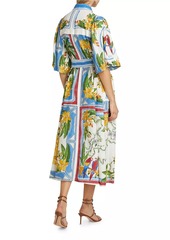 FARM Rio Tropical Destination Linen-Blend Belted Midi-Dress