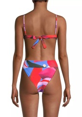 FARM Rio Watercolor Floral Knotted Bikini Top