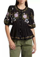 FARM Rio Winter Garden Embroidered Top