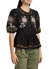 FARM Rio Winter Garden Embroidered Top