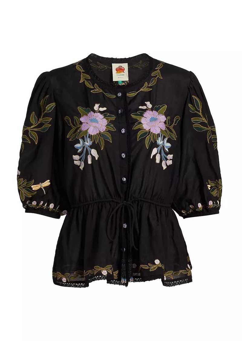 FARM Rio Winter Garden Embroidered Top