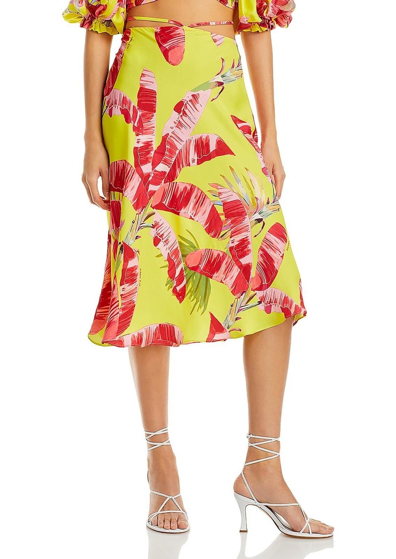 FARM Rio Womens Floral Print Front Tie Midi Skirt