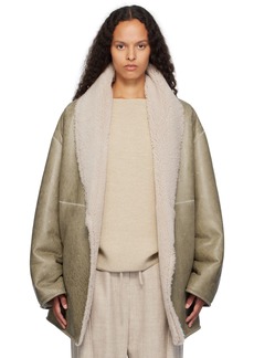 Fear of God Beige Sherpa Shawl Collar Leather Jacket