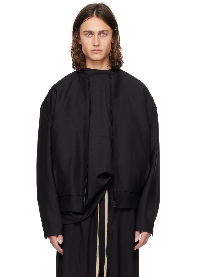 Fear of God Black Collarless Bomber Jacket