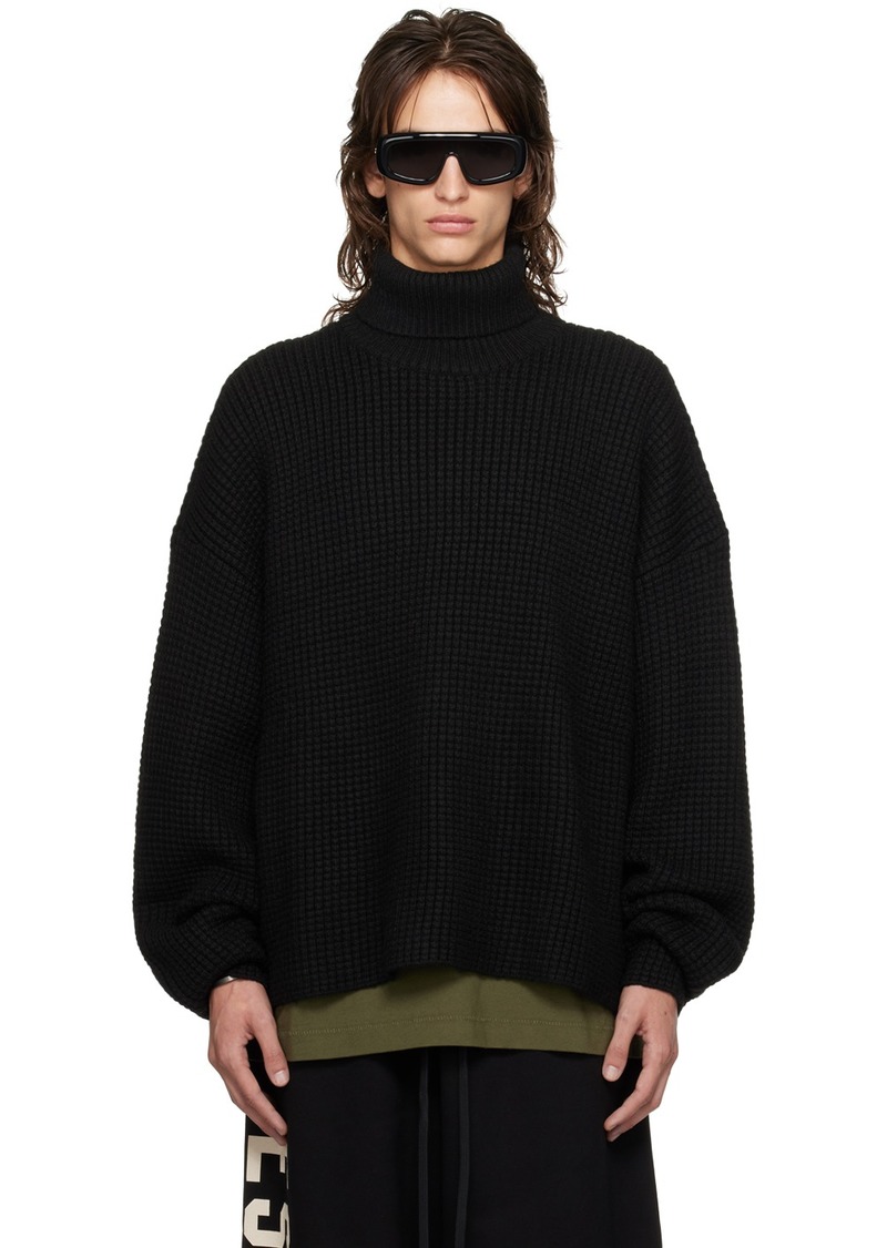 Fear of God ESSENTIALS Black Waffle Turtleneck