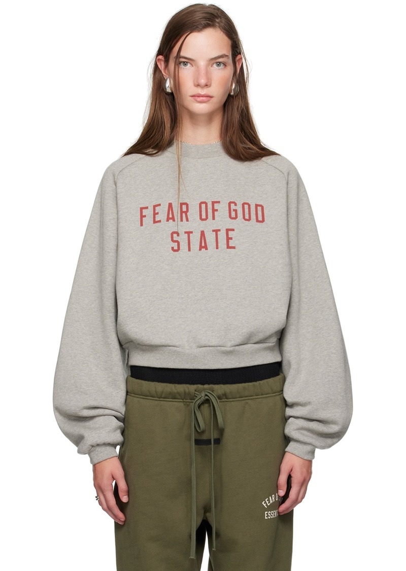 Fear of God ESSENTIALS Gray Cropped Crewneck Sweatshirt