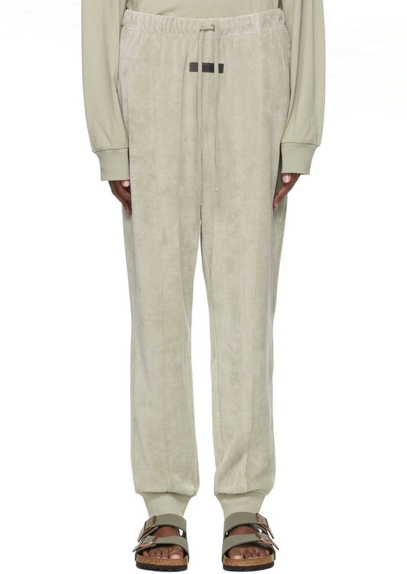 Fear of God ESSENTIALS Green Velour Lounge Pants