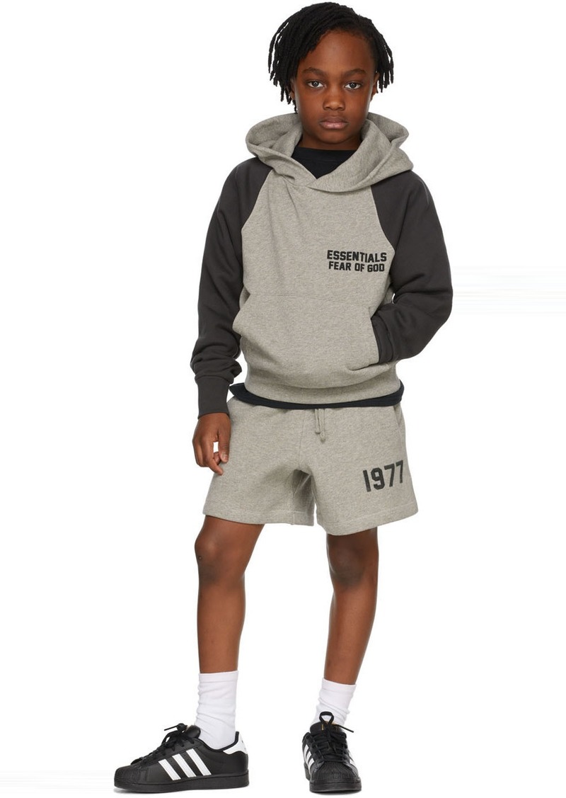 Fear of God ESSENTIALS Kids Grey & Black Raglan Hoodie