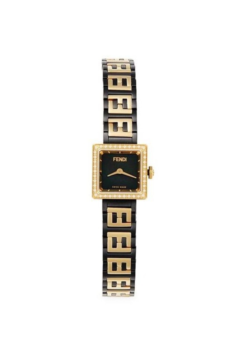 Fendi 16MM Yellow Gold IP Stainless Steel & 0.12 TCW Diamond Bracelet Watch