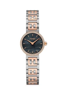 Fendi 19MM Stainless Steel, Mother Of Pearl & Diamond Bracelet Watch