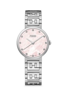 Fendi 29MM Stainless Steel, Diamond, Opal & Onyx Bracelet Watch