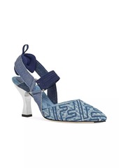 Fendi Colibri 85MM Denim Slingback Pumps