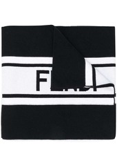 Fendi contrast striped logo scarf