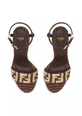 Fendi Delfina 95MM Embroidered Raffia Sandals