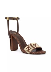 Fendi Delfina 95MM Embroidered Raffia Sandals