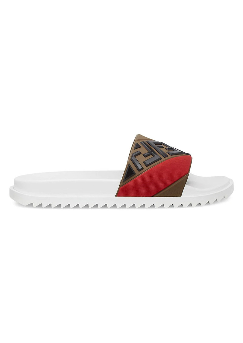 fendi logo pool slides