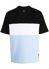 Fendi embossed-logo striped T-shirt