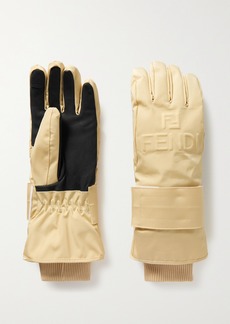 Fendi Embossed Padded Shell And Leather Ski Gloves