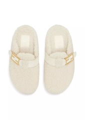 Fendi Feel FF-Strap Shearling Mules