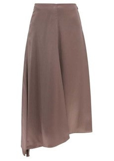 Fendi - Asymmetric Satin Skirt - Womens - Brown