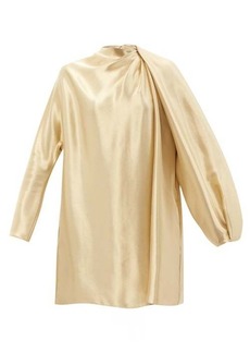 Fendi - Draped-neck Silk-blend Dress - Womens - Gold - 34 IT