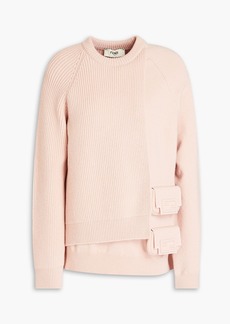 Fendi - Layered appliquéd ribbed wool and cashmere-blend sweater - Pink - IT 38