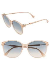Fendi 58mm Gradient Cat Eye Sunglasses in Nude/Blue at Nordstrom