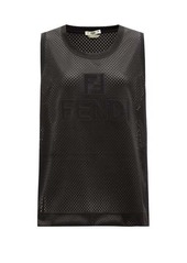 Fendi Applied-logo mesh-jersey tank top