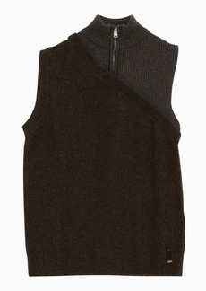 FENDI Asymmetrical color-block knitted top