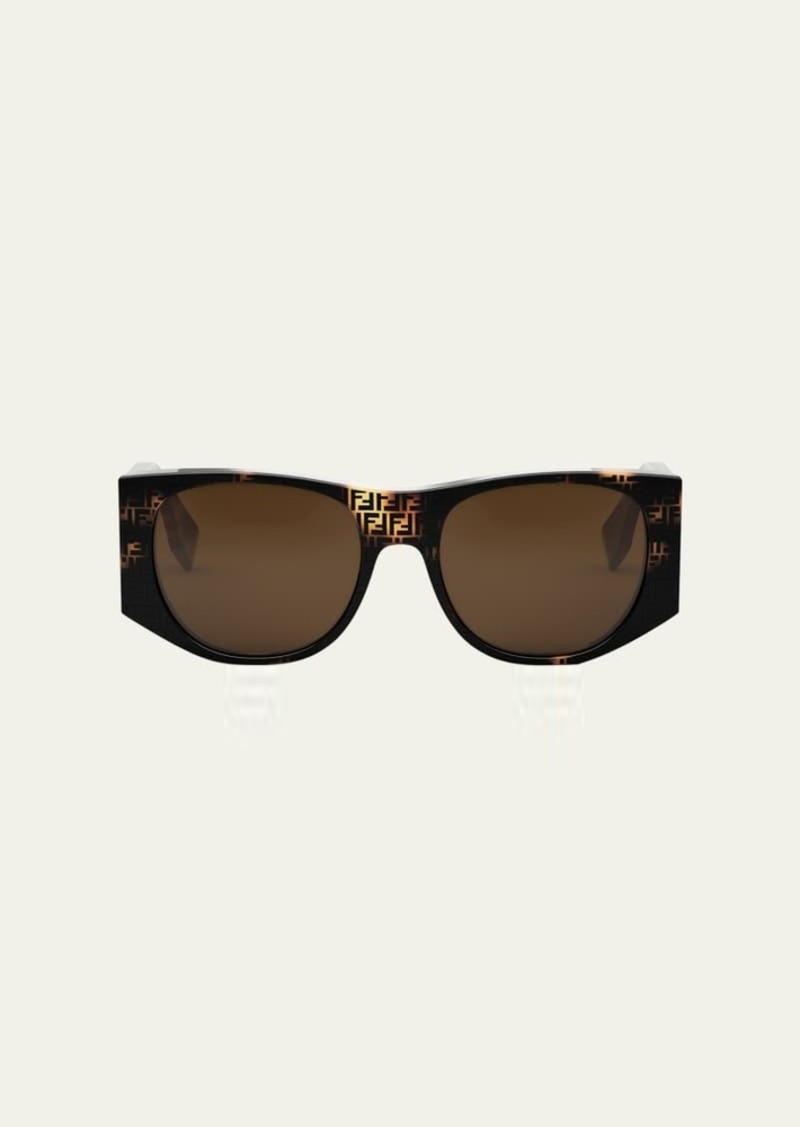 Fendi Baguette Logo Acetate Oval Sunglasses