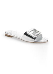 Fendi Baguette Metallic Slide Sandal